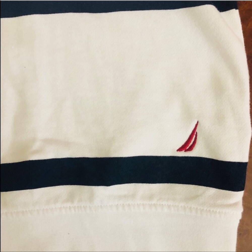 Crewneck Pullover Sweater Sailor White Blue Red - Picture 4 of 7